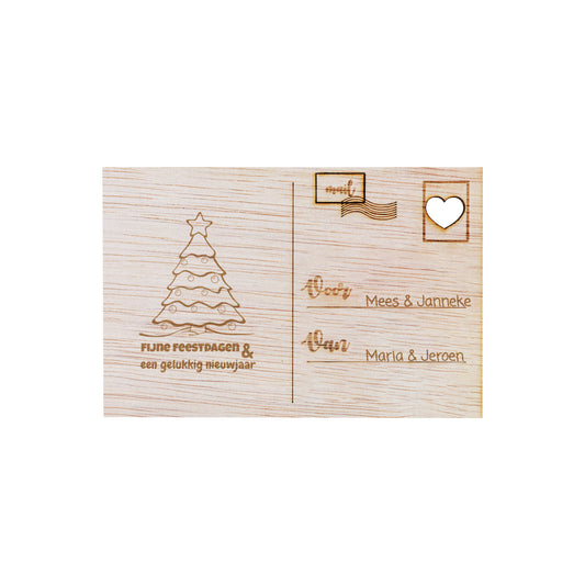 Houten kaart - Fijne Feestdagen