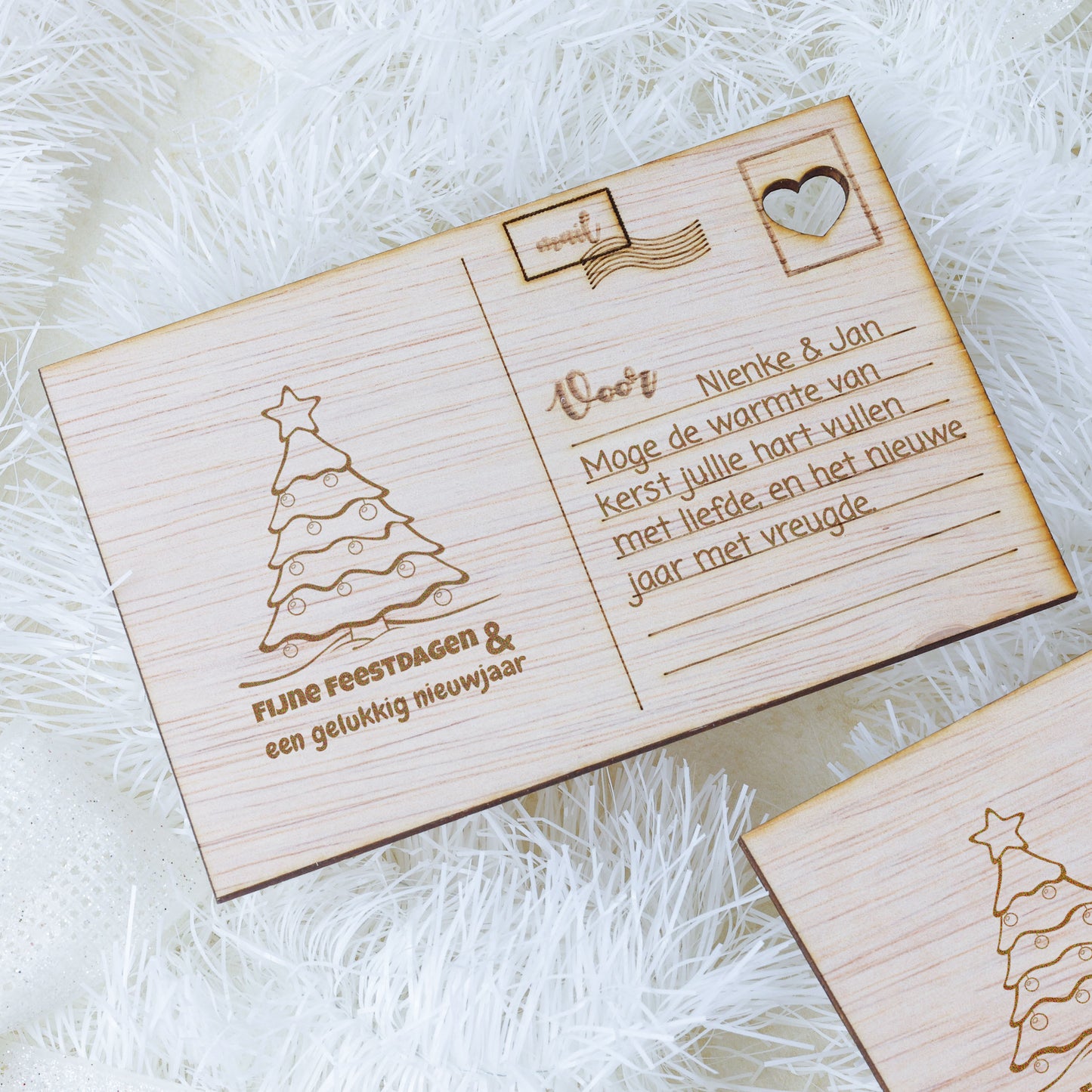 Houten kaart - Fijne Feestdagen