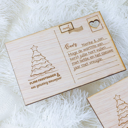 Houten kaart - Fijne Feestdagen