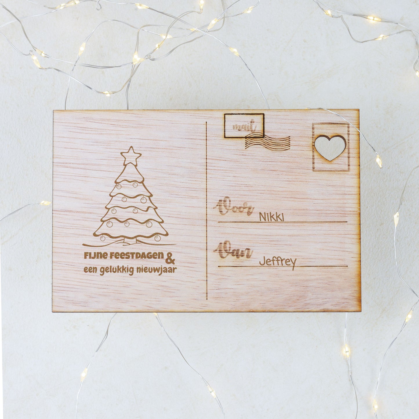 Houten kaart - Fijne Feestdagen