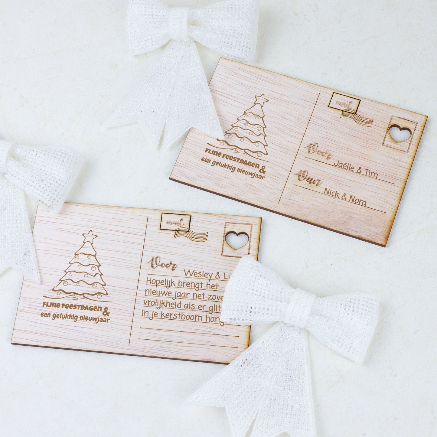 Houten kaart - Fijne Feestdagen