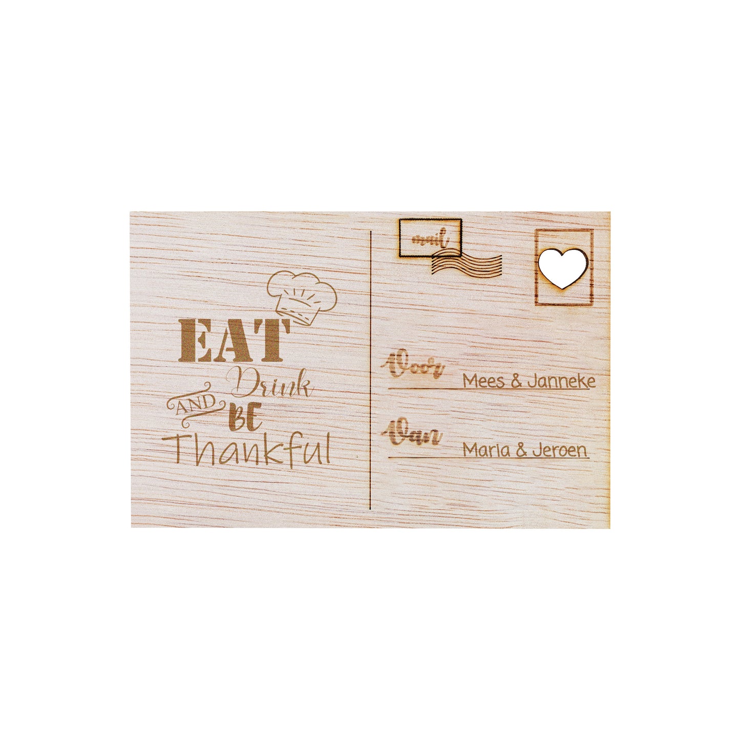 Houten kaart - Eat, drink and be thankful