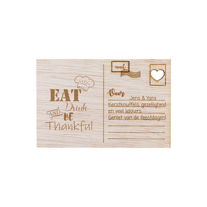 Houten kaart - Eat, drink and be thankful