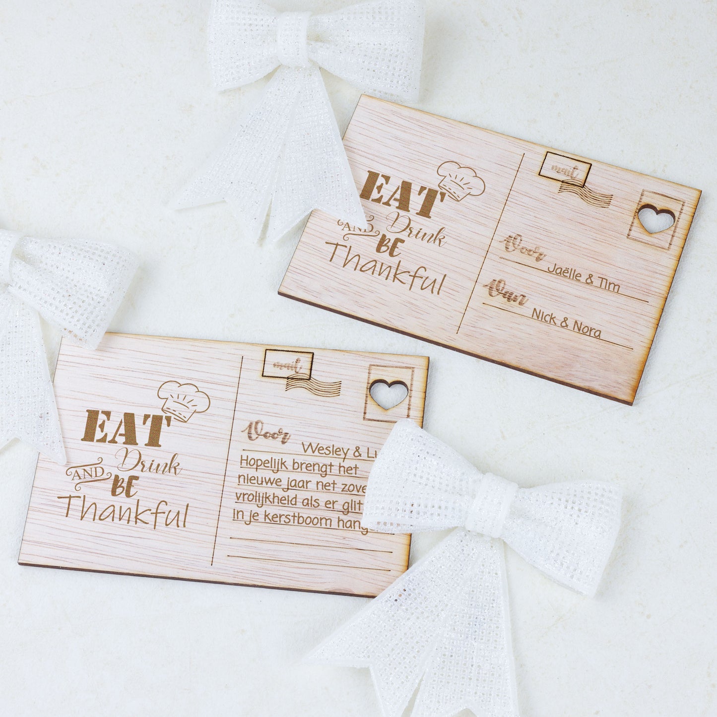 Houten kaart - Eat, drink and be thankful