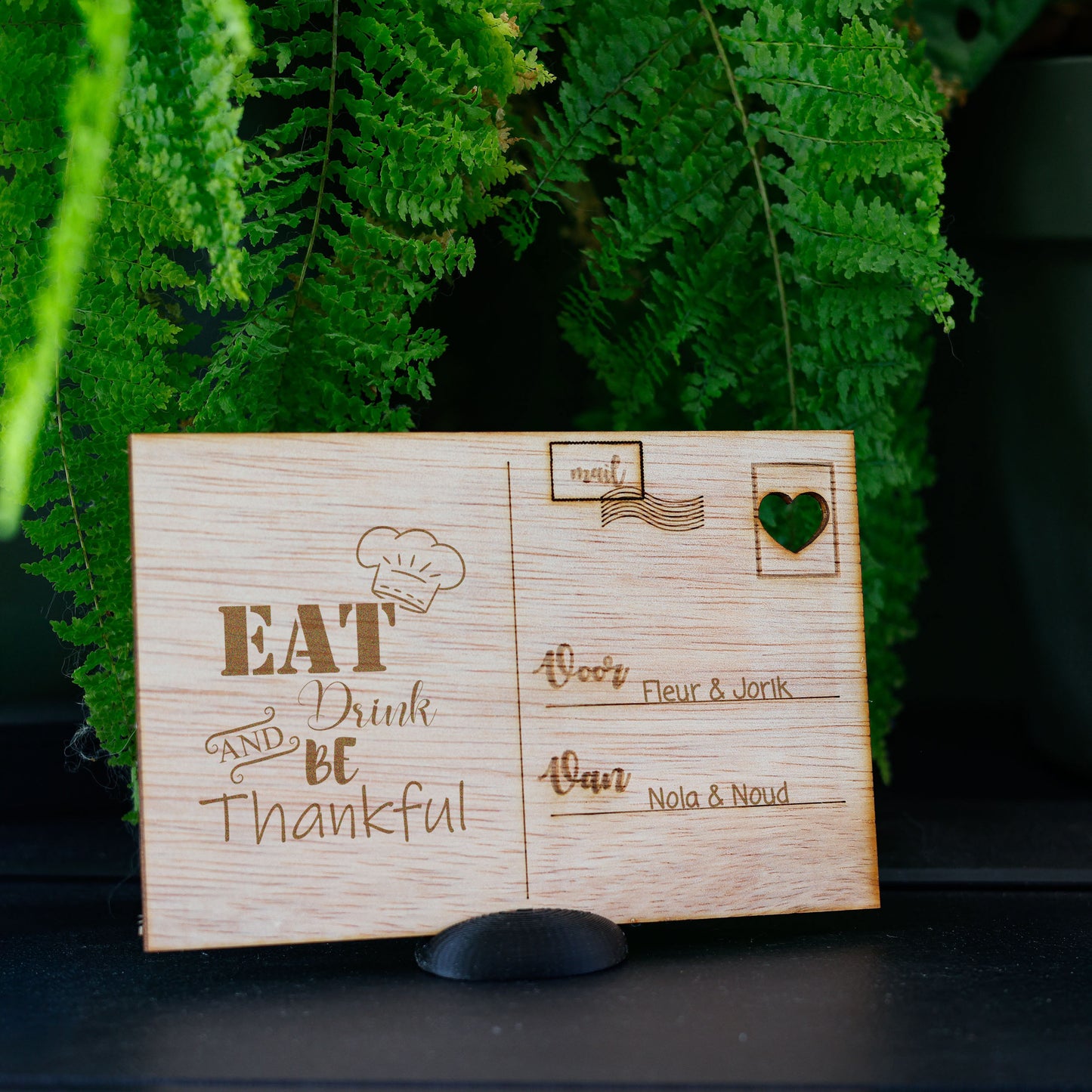 Houten kaart - Eat, drink and be thankful