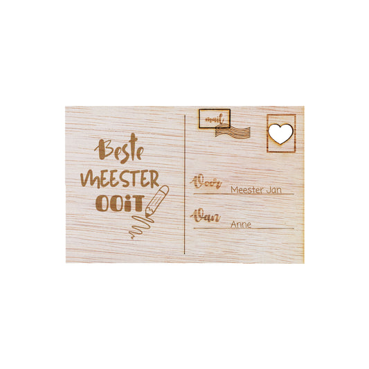 Houten kaart - Beste Meester Ooit