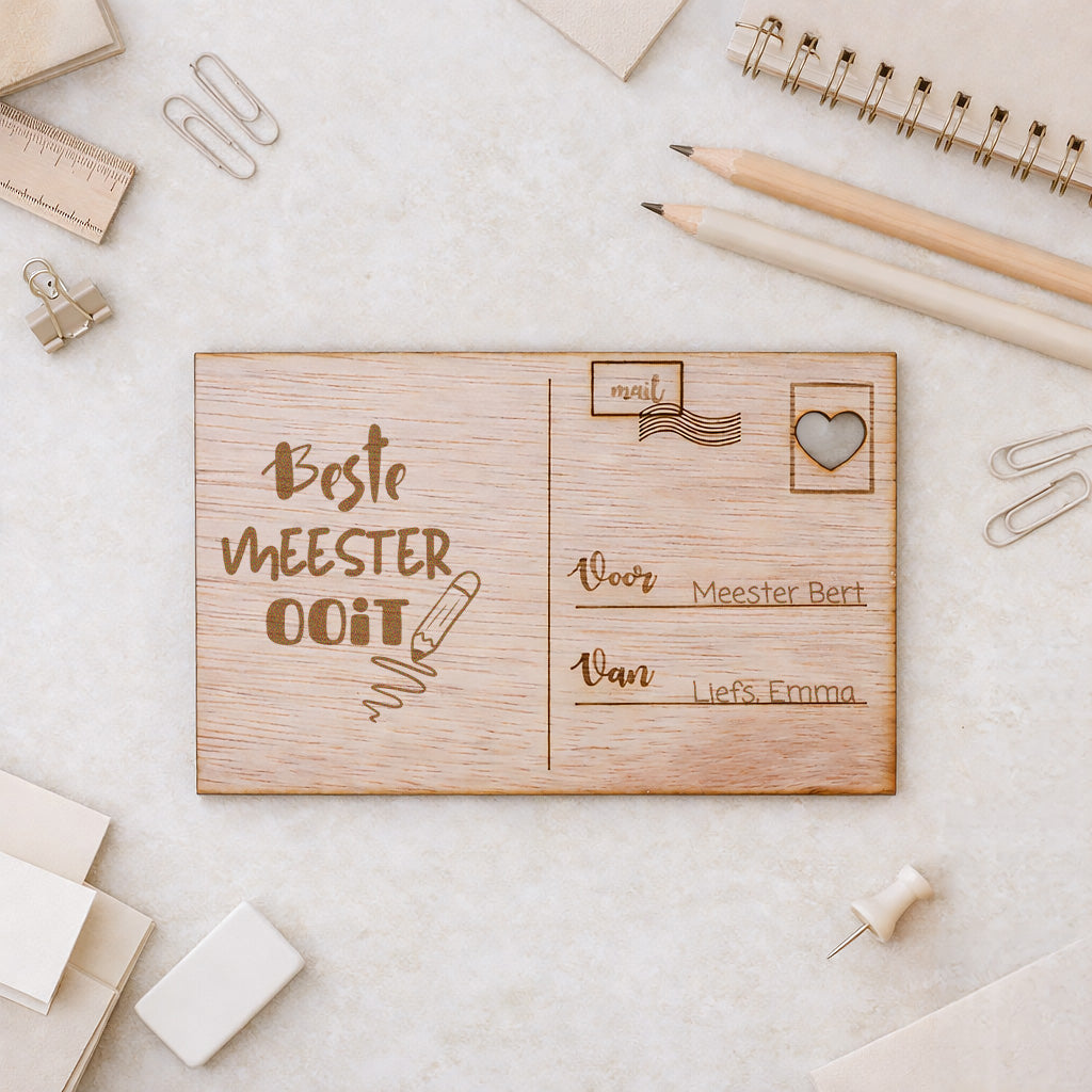 Houten kaart - Beste Meester Ooit