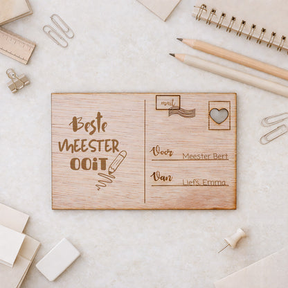 Houten kaart - Beste Meester Ooit