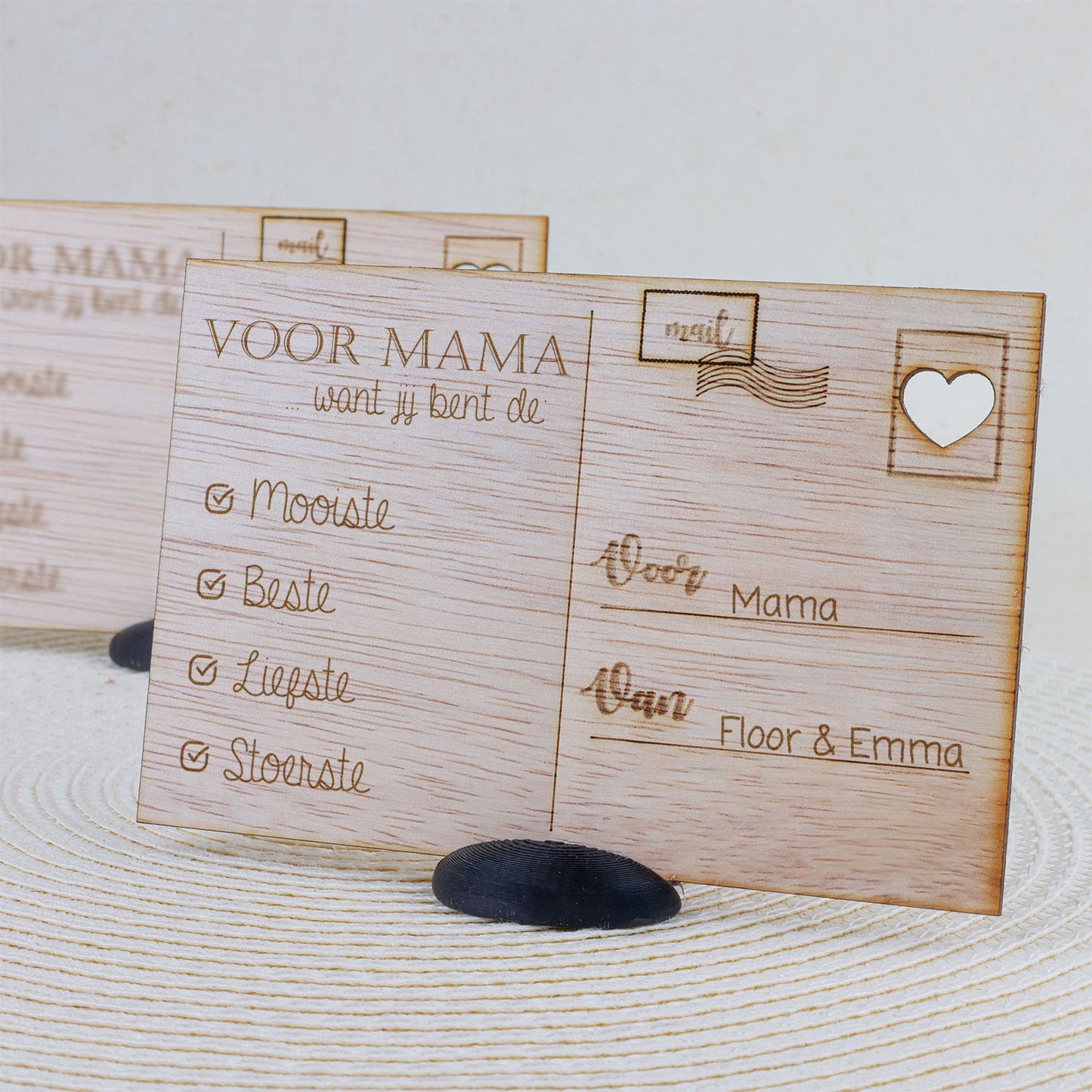 Houten kaart - Voor mama, want jij bent de