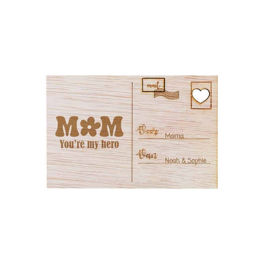 Houten kaart - MOM you're my hero