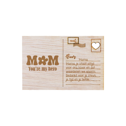 Houten kaart - MOM you're my hero