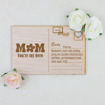 Houten kaart - MOM you're my hero