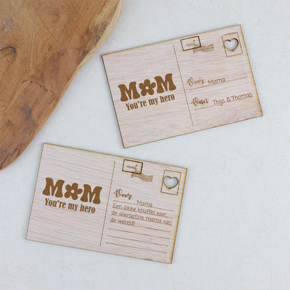 Houten kaart - MOM you're my hero
