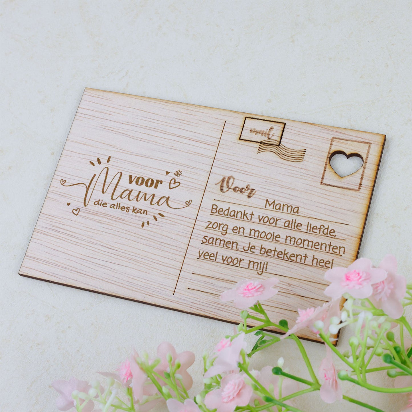 Houten kaart - Voor mijn mama die alles kan