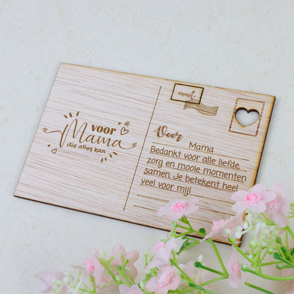 Houten kaart - Voor mijn mama die alles kan