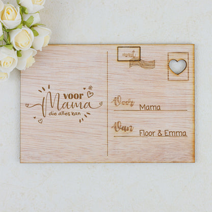 Houten kaart - Voor mijn mama die alles kan