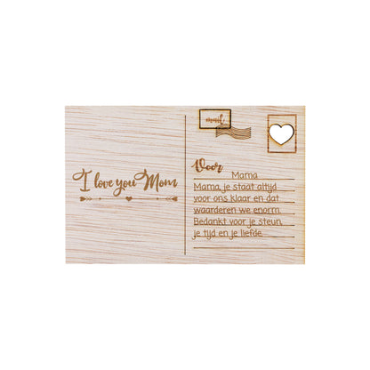 Houten kaart - Love You Mom