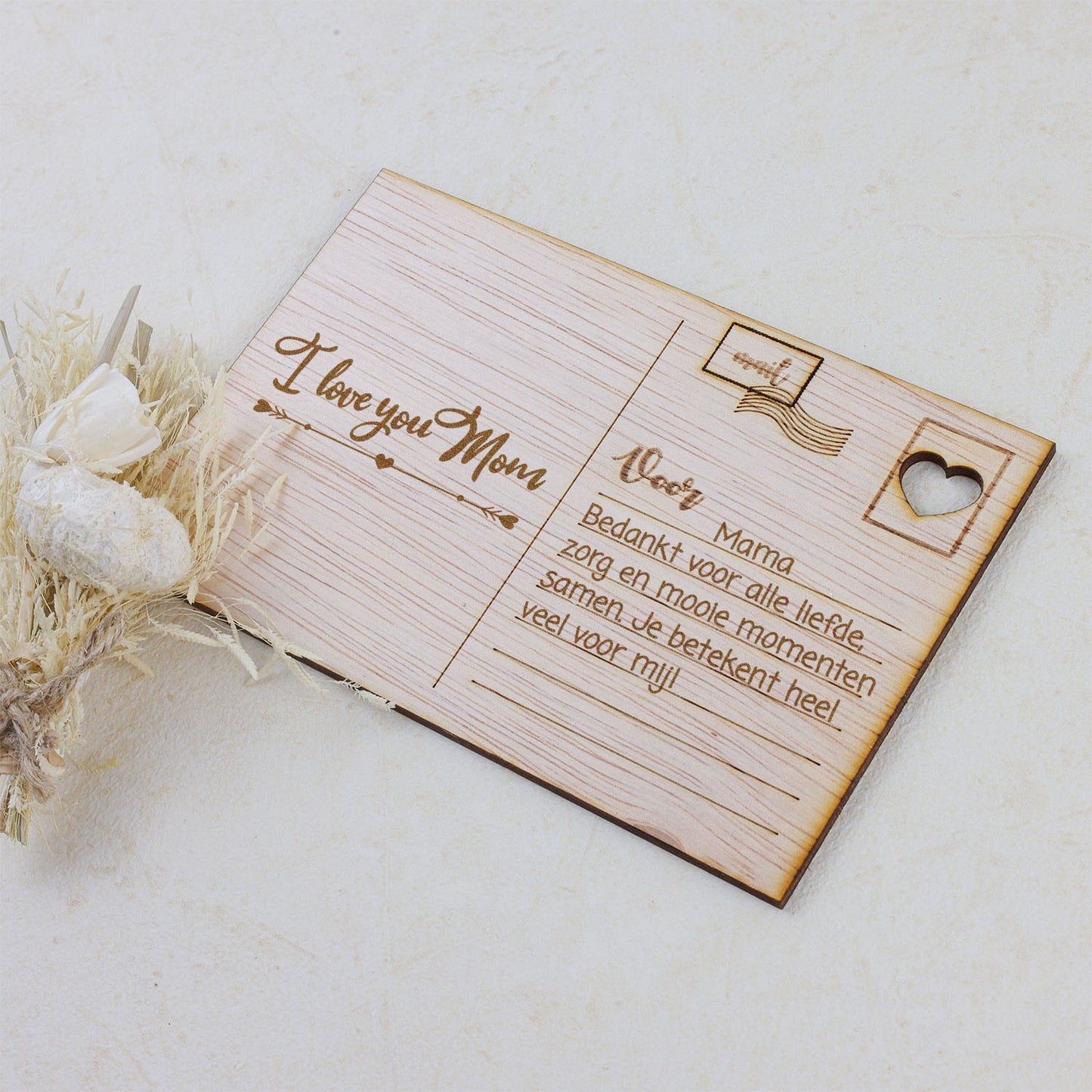 Houten kaart - Love You Mom