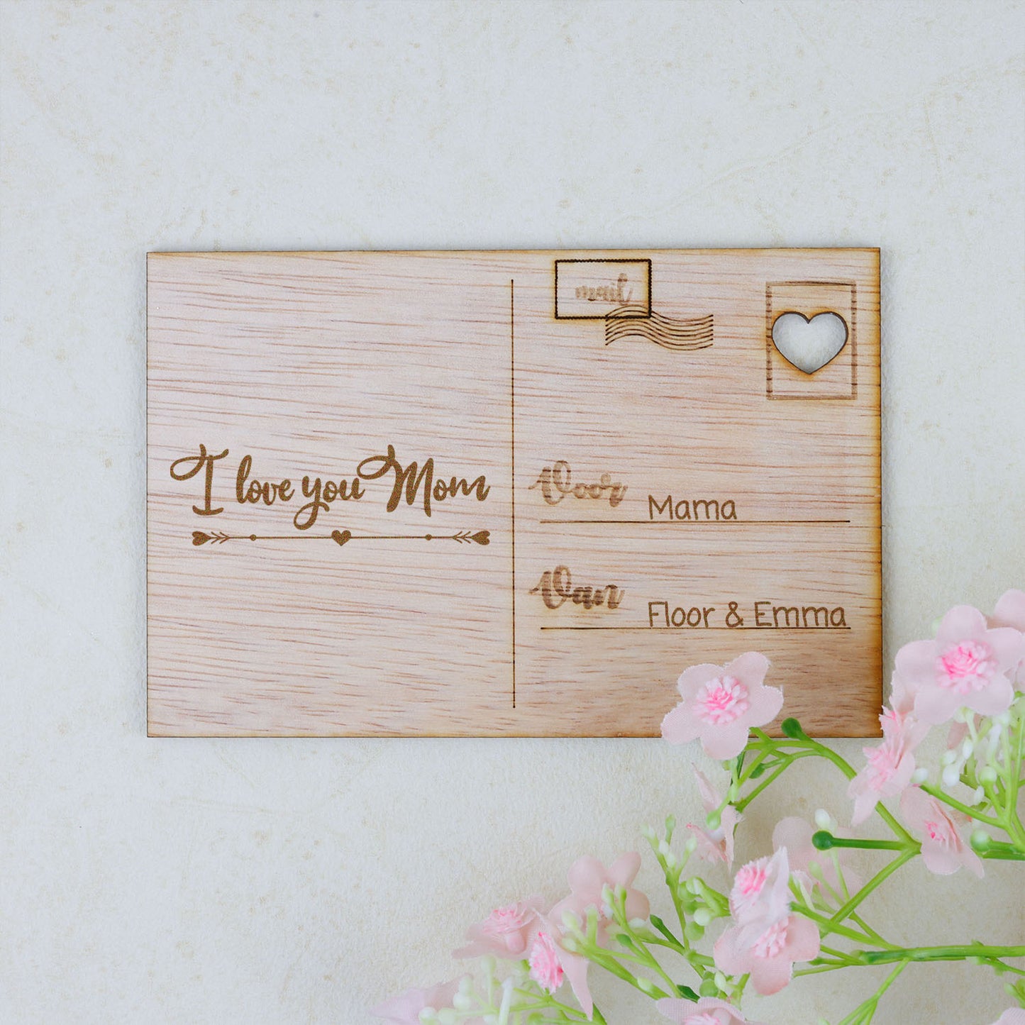 Houten kaart - Love You Mom