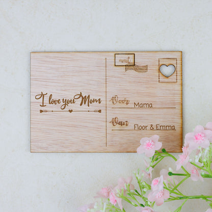 Houten kaart - Love You Mom