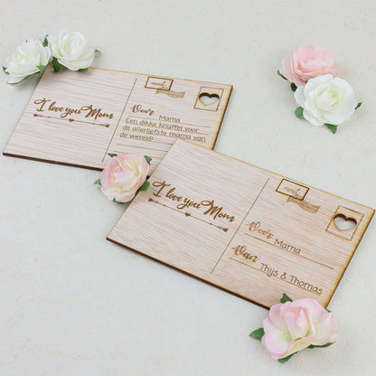 Houten kaart - Love You Mom