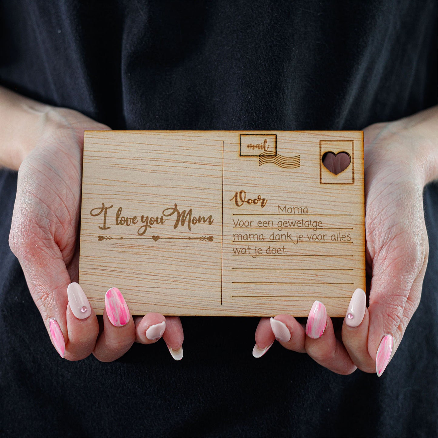 Houten kaart - Love You Mom