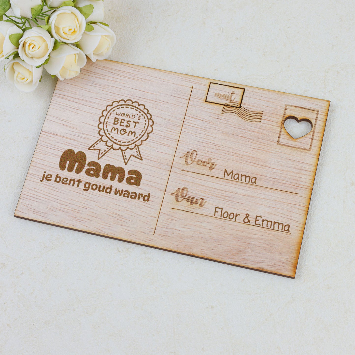 Houten kaart - Mama je bent goud waard