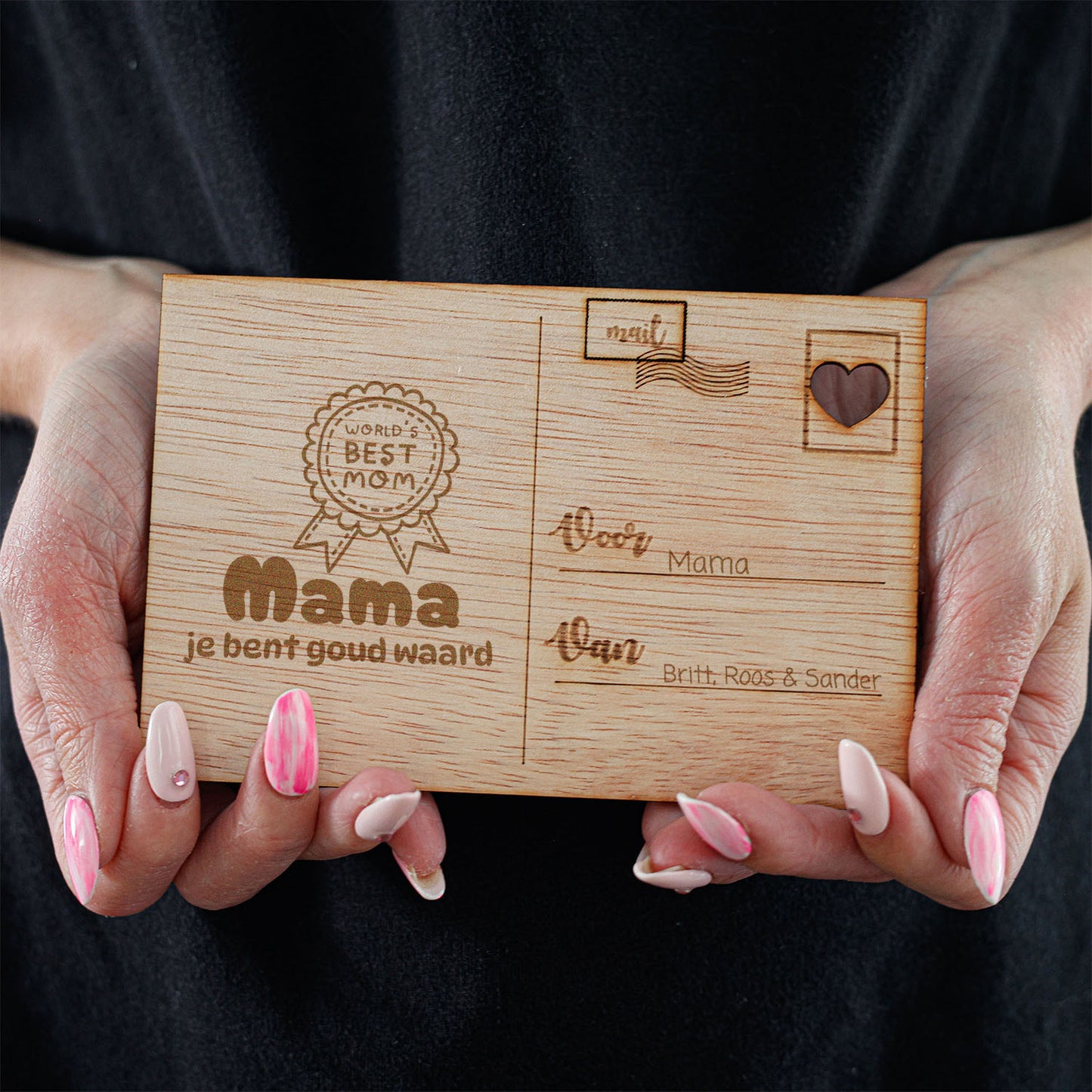 Houten kaart - Mama je bent goud waard