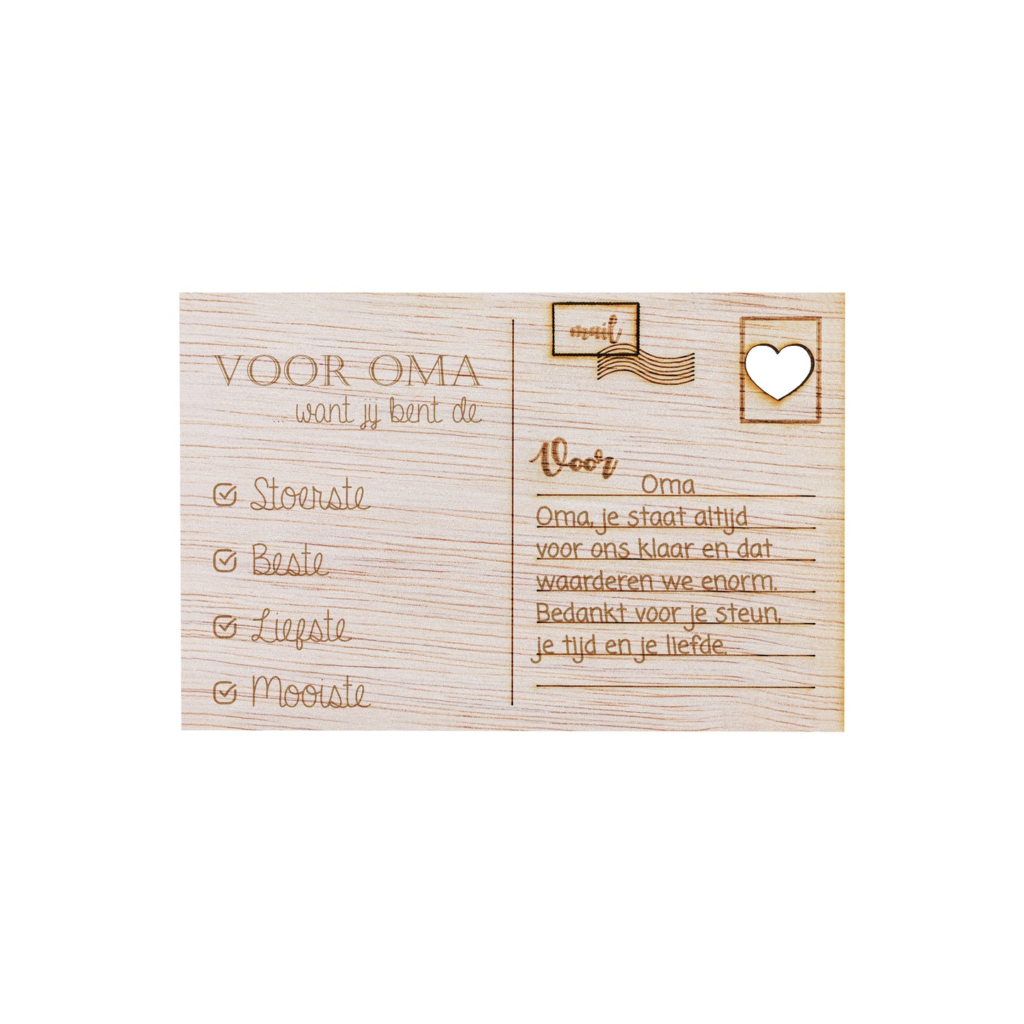 Houten kaart - Voor oma, want jij bent de