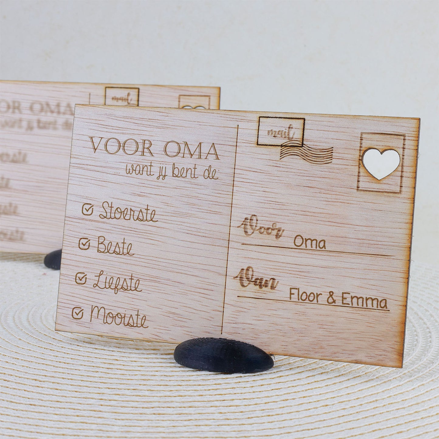 Houten kaart - Voor oma, want jij bent de