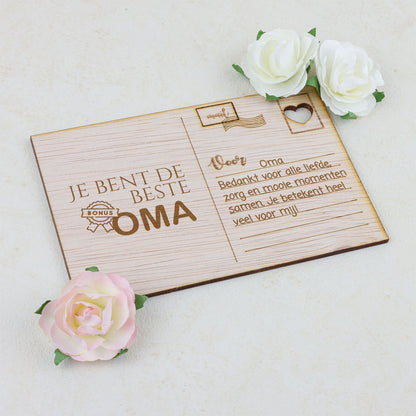 Houten kaart - Je bent de beste (bonus) OMA