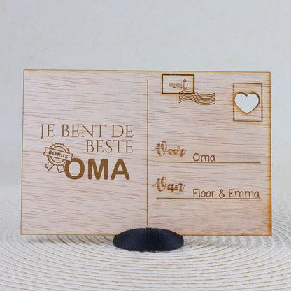 Houten kaart - Je bent de beste (bonus) OMA
