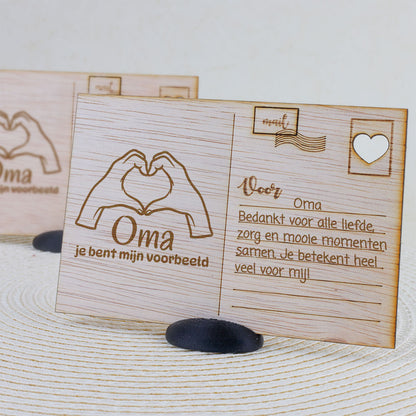 Houten kaart - Oma, je bent mijn voorbeeld