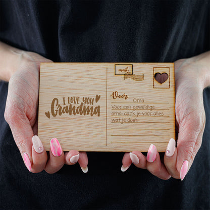 Houten kaart - I Love You Grandma