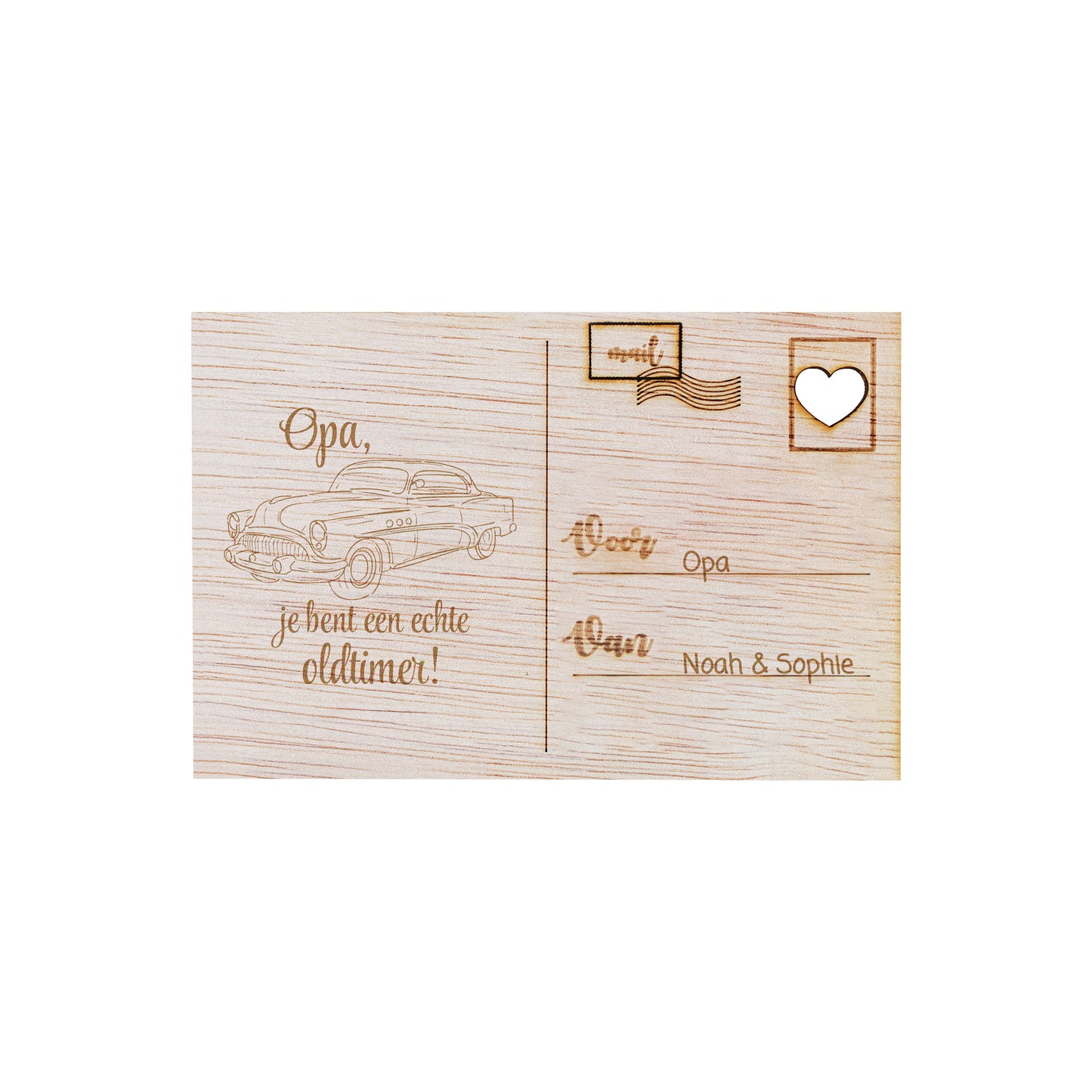 Houten kaart - Opa, je bent een echte oldtimer!