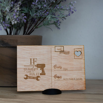 Houten kaart - If grandpa can't fix it, no one can