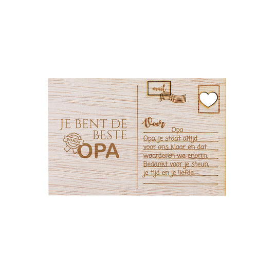 Houten kaart - Je bent de beste (bonus) OPA