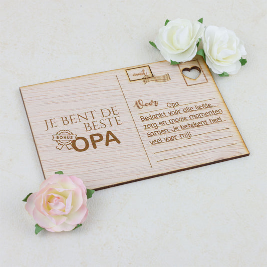 Houten kaart - Je bent de beste (bonus) OPA