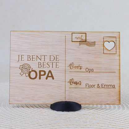 Houten kaart - Je bent de beste (bonus) OPA