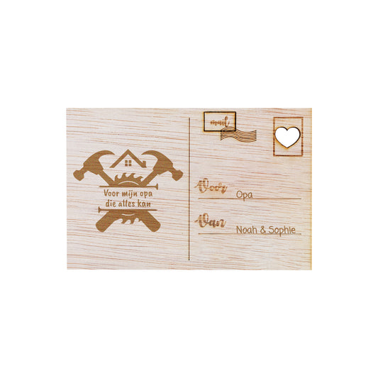 Houten kaart - Voor mijn opa die alles kan