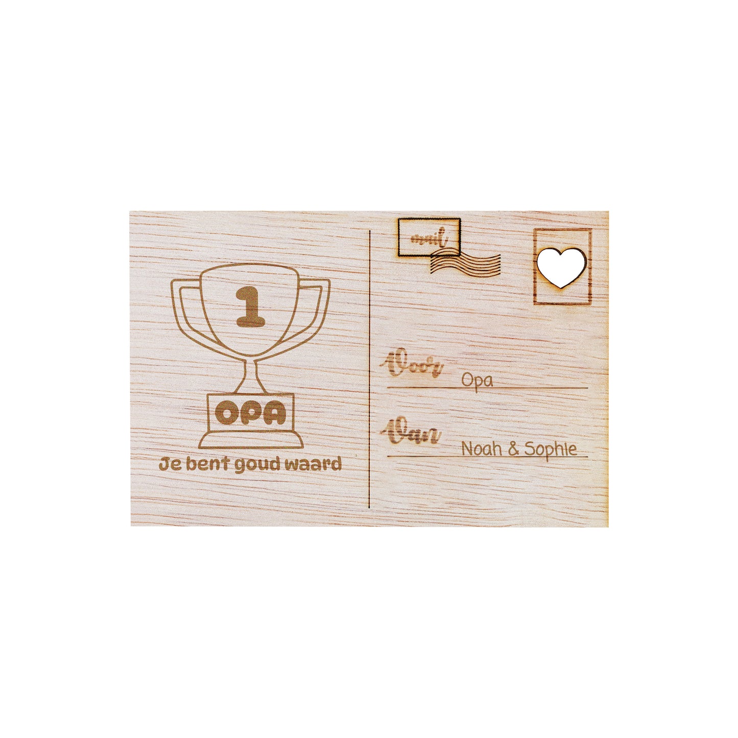 Houten kaart - Opa je bent goud waard