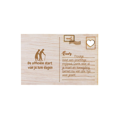 Houten kaart - De officiële start van je luie dagen