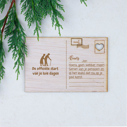 Houten kaart - De officiële start van je luie dagen