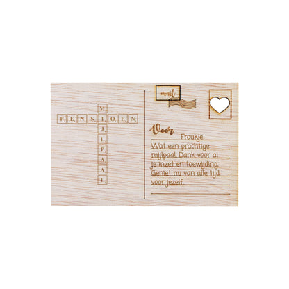 Houten kaart - Pensioen Mijlpaal Puzzel