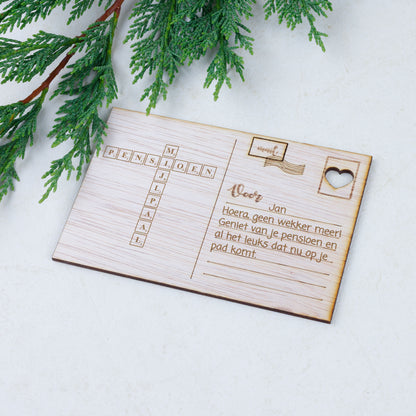 Houten kaart - Pensioen Mijlpaal Puzzel