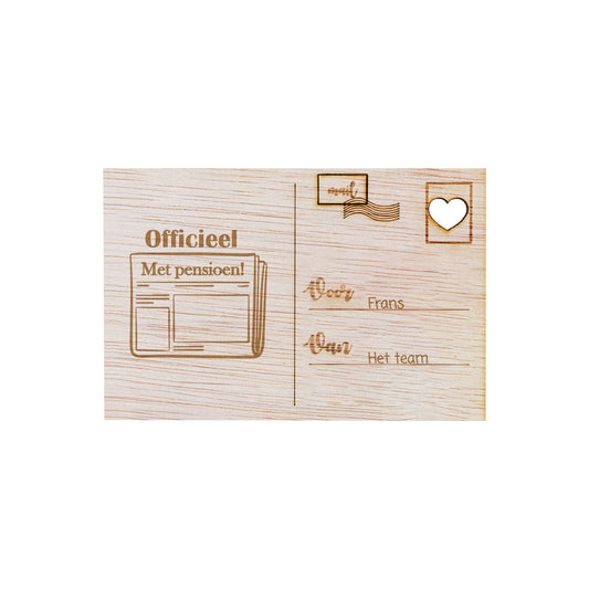 Houten kaart - Officieel! Met pensioen!
