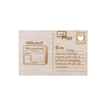Houten kaart - Officieel! Met pensioen!
