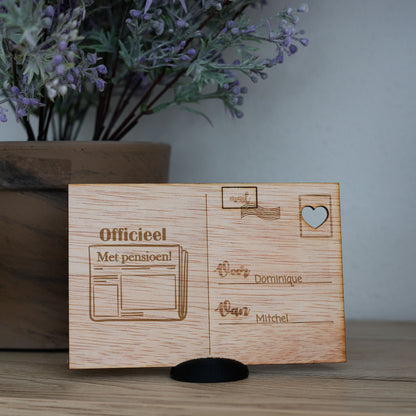Houten kaart - Officieel! Met pensioen!