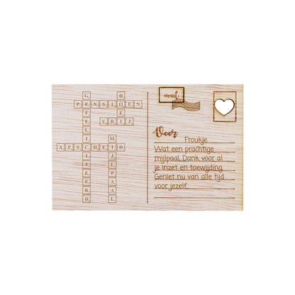 Houten kaart -Pensioen Puzzel