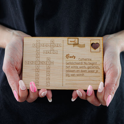 Houten kaart -Pensioen Puzzel